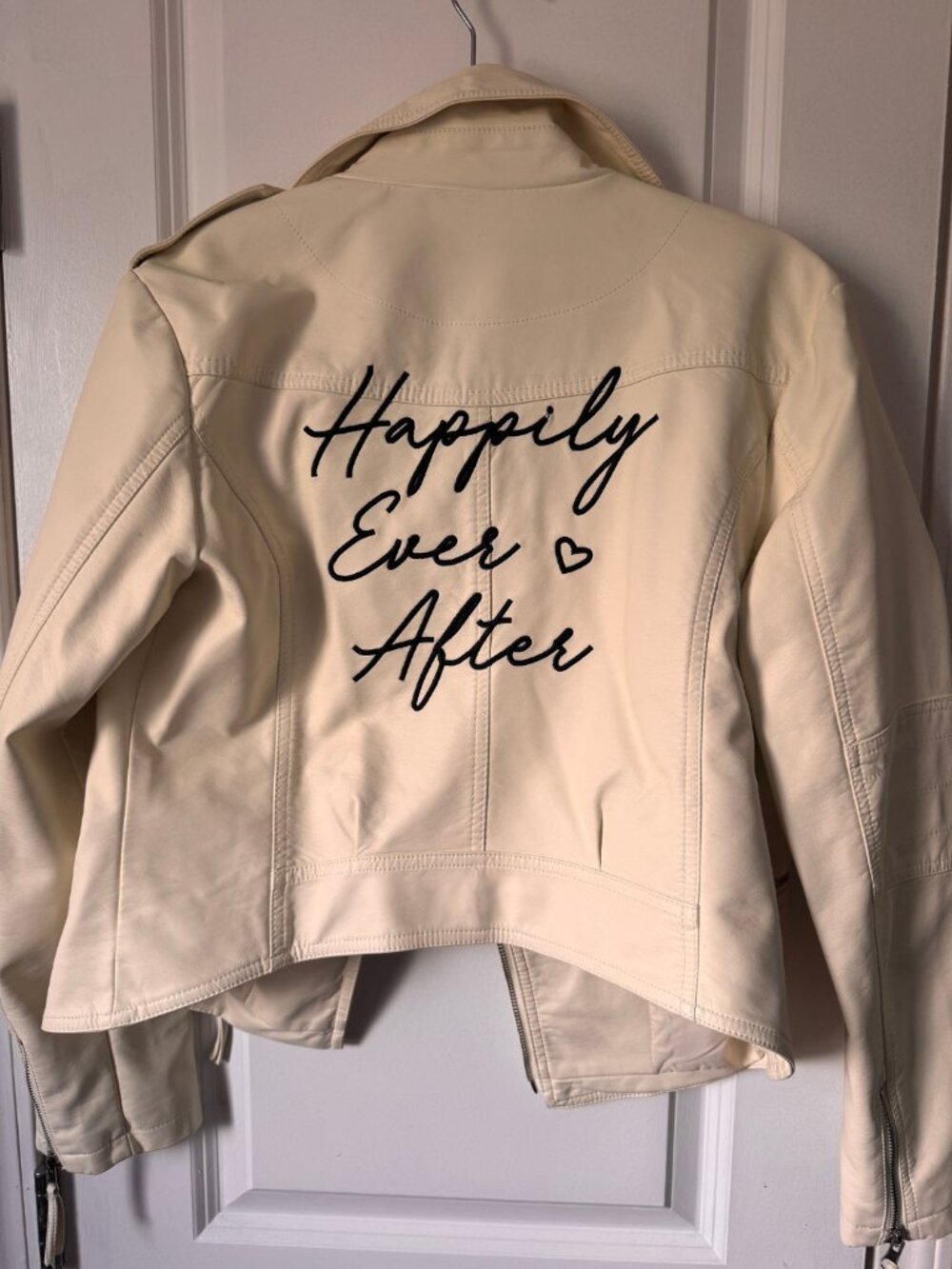 DB Studio Bridal Faux Leather Moto Jacket M Cream Happily Ever After Bride